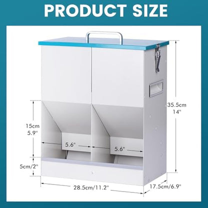 Automatic Cat Feeder for 2 Cat, 42cups/10L Automatic Pet Feeder for Dogs and Cats, Multiple Cats Feeder Outdoor Large Capacity Galvanized Steel Gravity Pet Dog Dry Food Dispenser (10L)
