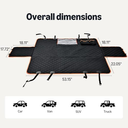 Amazon Basics Dog Car Seat Cover for Back Seat, Scratch-Resistant Nonslip Hammock with Side Flaps and Seatbelt Openings for Cars, SUVs, and Trucks, Black