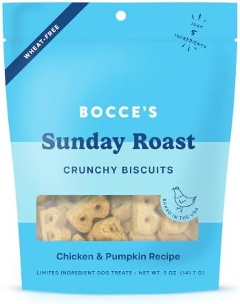 Bocce's Bakery Sunday Roast Flavor Crunchy Biscuits Dog Treats, 5 oz