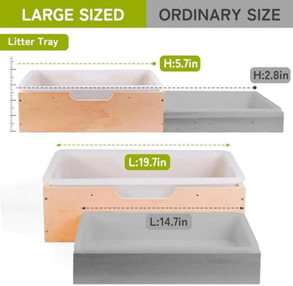 3 in 1 Extra Large Rabbit Hay Feeder with Litter Box, Wooden Bunny Toilet