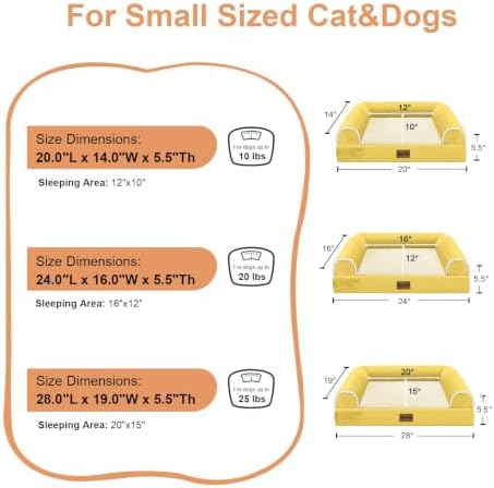 NANUYA Orthopedic Dog Bed for Small Dogs, 24 x 16 Inch, Ginger