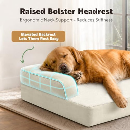 MEKIY Orthopedic Washable Dog Bed with Bolster for Medium to Large Dogs