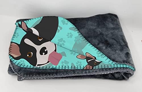 Caroline's Treasures MLM1006TBLT Boston Terrier Soft Travel Blanket with Bag Airplane Blanket, Indoor Outdoor Camping Blanket for Traveling, Picnics, Beach Trips, Concerts
