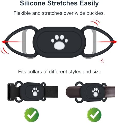 for Samsung Galaxy SmartTag2 Dog Collar Holder, 2 Pack Waterproof Anti-Lost Silicone Case for Galaxy Smart Tag 2 for Pet Dog Cat Collars (Black/Black)