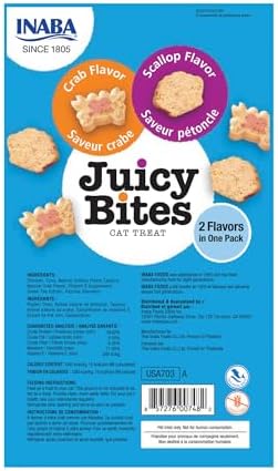 INABA Juicy Bites Chewy Cat Treats, Scallop Crab Flavor, 18ct