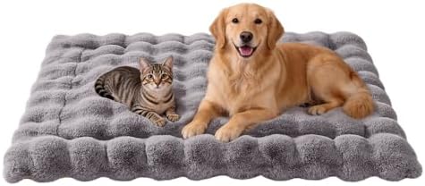 SOMAHE Plush Dog Bed Mat, Machine Washable, Large 35x27 Dark Grey