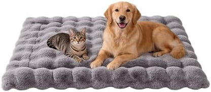 SOMAHE Plush Dog Bed Mat, Machine Washable, Large 35x27 Dark Grey