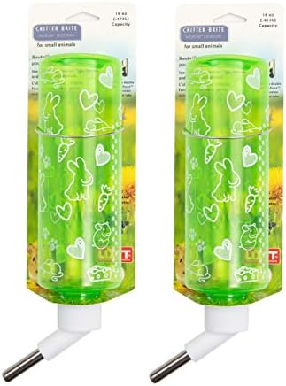 Lixit® Critter Bright Water Bottles for Hamsters, Rabbits, Chinchillas, Ferrets, Guinea Pigs and Other Small Animals - Made in USA (Blue (Pack of 2), 16 Ounce)