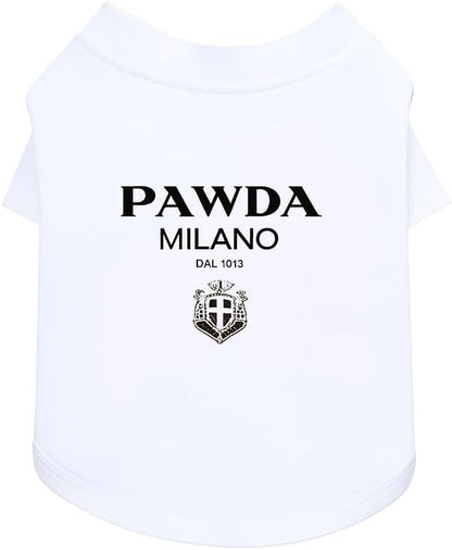 Everything Chic Luxury Designer Dog T Shirt – Trendy Puppy Clothes for Small Dogs, Fashion Pet Tee for French Bulldogs & Chihuahuas, Everything Chic Dog Apparel Large PawdaWhite