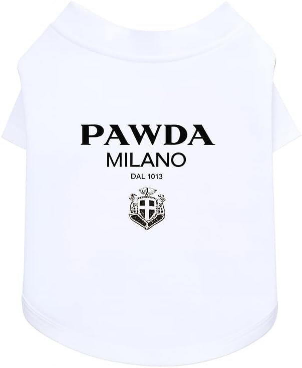 Everything Chic Luxury Designer Dog T Shirt – Trendy Puppy Clothes for Small Dogs, Fashion Pet Tee for French Bulldogs & Chihuahuas, Everything Chic Dog Apparel Large PawdaWhite