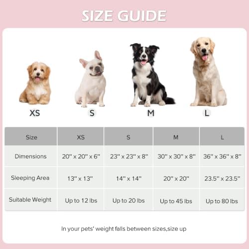 JOEJOY Jacquard Donut Round Dog Beds Medium Sized Dog,Pink 30x30x8in, Removable Washable Cover, Cute Pattern, Ultra Soft Fluffy Calming Pet Bed with Thick Supportive Bolster