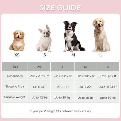 JOEJOY Jacquard Donut Round Dog Beds Medium Sized Dog,Pink 30x30x8in, Removable Washable Cover, Cute Pattern, Ultra Soft Fluffy Calming Pet Bed with Thick Supportive Bolster