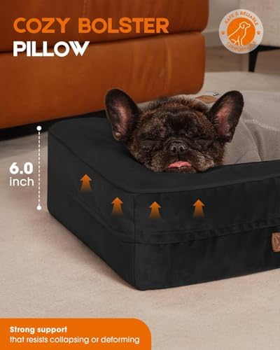 Upvilla Orthopedic Dog Bed, Four-Sided Small Dog Sofa, Washable Cover Black