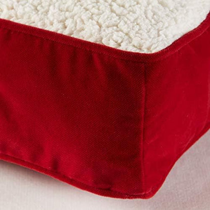 Happy Hounds Oscar Rectangle Orthopedic Foam Sherpa Dog Bed, Extra Small (24 x 18 in.), Red