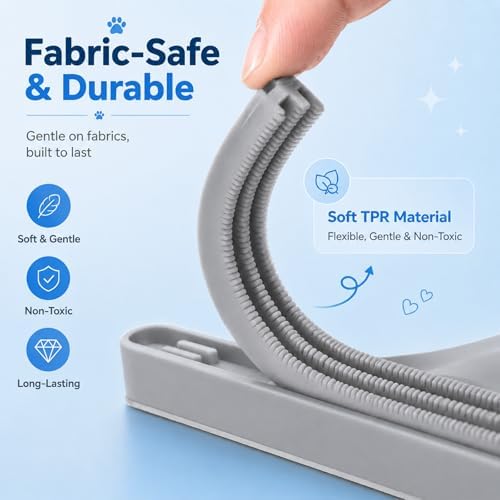 2 Pack Reusable Pet Hair Remover and Fabric Lint Scraper Set, Gray