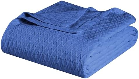 Superior Cotton Blanket, Lightweight, Breathable Bedding, Throw, Merritt Blue