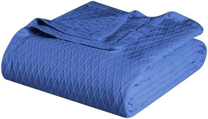 Superior Cotton Blanket, Lightweight, Breathable Bedding, Throw, Merritt Blue