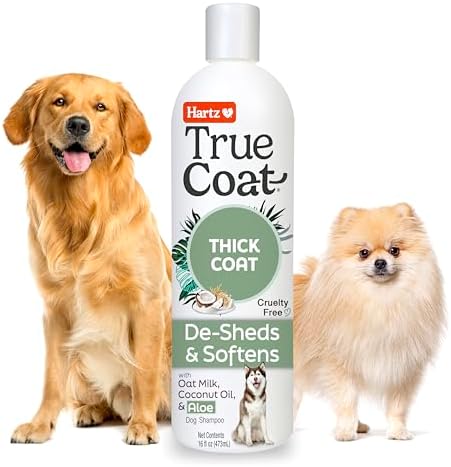 True Coat Thick Coat Dog Shampoo, 5 in 1 De‑Sheds & Softens with Oat Milk, Coconut Oil & Aloe, 16 oz