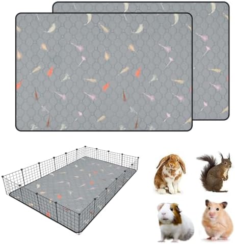 2Pcs Guinea Pig Cage Liners,Guinea Pig Fleece Cage Liners48''X72'' Super Absorbent Washable Pee Pads Reusable for Rabbit Hamster Chinchilla