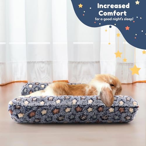 Rabbit Bed with Pillows, Dual-Sided 17"x15" Washable Lounger Pad