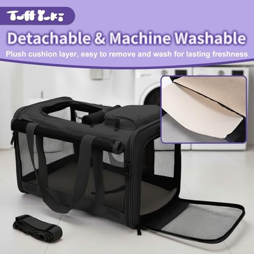 Pet Carrier for Medium-Small Cats, Collapsible Cat Carrier and Soft-Sided Pet Carrier for Medium Big Cats and Puppy Up to 17lbs, 2-Way Entry with Privacy Cover, Travel Bag L18.12”X11.81”X11.81”