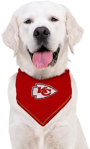 NFL Kansas City Chiefs TIE Bandana, Large/X-Large. Dog Bandana Scarf Bib for Pet Cat Dog. The Ultimate Game-Day, Party Bandana