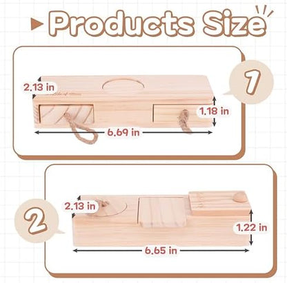 SoulThink® Interactive Guinea Pig Toys - Wooden Rat Toys for Pet Rats, Enrichment & Foraging Activity for Hamster Sniff n' Snack Puzzle for All Small Rodents (2 Sets)