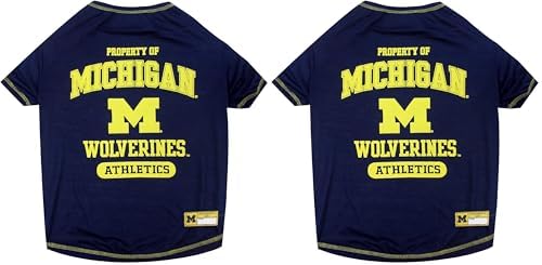Pets First Collegiate Michigan Wolverines Dog T-Shirt, X-Large. - Licensed Shirt for Pets Team Colored with Team Logos.- Premium Stretchable Materials for The Comfrot of Your Dog & Cat. (Pack of 2)