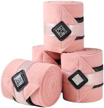 Horse Polo Wraps Upgrade with Bling Leg Wraps for Horses 4-Pack Fleece Leg Wraps Stable Supplies-Salmon Rose L