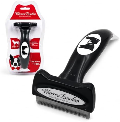 Warren London Dog Deshedding Brush for Medium Long Hair, Undercoat Rake