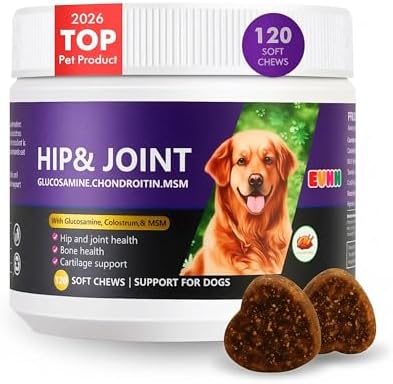 Hip&Joint Support Chews for Dogs,Glucosamine Chondroitin MSM,120 Count