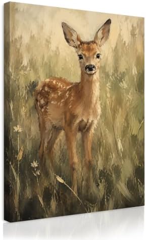 Fawn Canvas Wall Art 16x24 Inch, Framed Wall Art for Living Room