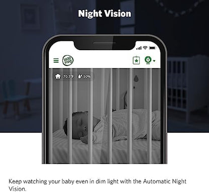 LeapFrog Scout LF2911 Baby Monitor Camera, WiFi Remote Access, 1080p HD 360 ° Pan & Tilt Smart Camera, 2-Way Audio Talk, Night Light, Night Vision, Soothing Sounds, Temp. & Humidity Sensor