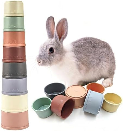 8 Pcs Stacking Cups for Bunny,Colorful Nesting Reusable Rabbit Toys