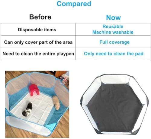 Amakunft 2 in 1 Small Animal Playpen with Waterproof Pad, Pop-Up Portable Play Yard for Guinea Pigs, Rabbits, Hamsters, Hedgehogs, Foldable Exercise Fence with Breathable Mesh for Indoor Outdoor Use