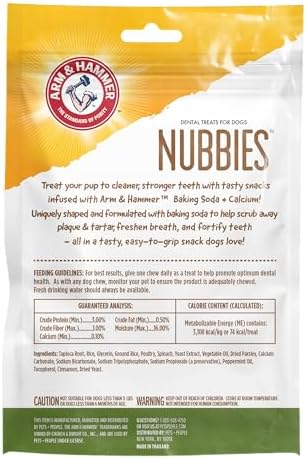 Arm & Hammer Nubbies Dental Dog Treats, Mint Flavor, 8 Count