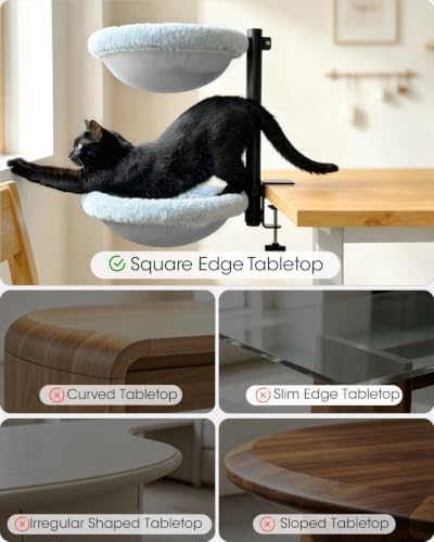 Double Cat Desk Bed, Purrlato Lockable 360° Swivel, Steel Frame, 15.7-Inch