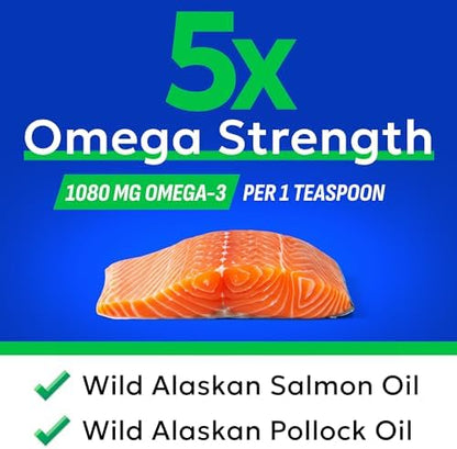 Omega 3 Fish Oil Liquid Supplement for Dogs - Wild Alaskan Salmon Oil