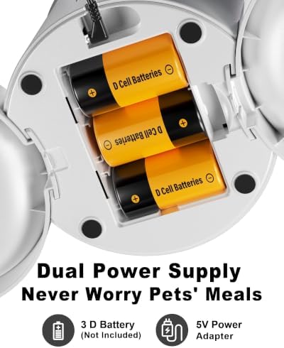 Automatic Cat Feeder 2 Cats, 4.2L Dry Food Auto Dispenser with Double Bowls,Dual Power Supply,Programmable Portion Control,10s Voice Recorde (White)