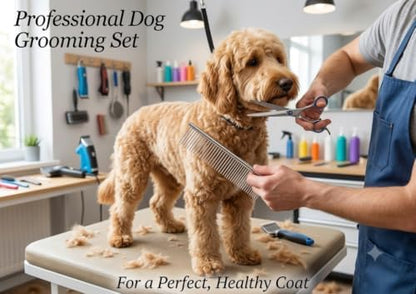 9Pcs Dog Grooming Kit, Slicker & Shedding Brush for Dogs & Cats (Pink)