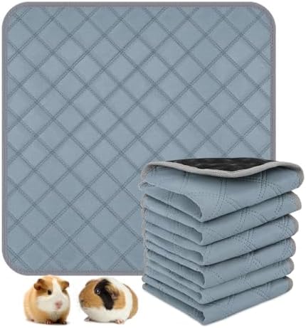 6 Packs Washable Guinea Pig Cage Liners, Waterproof Guinea Pig Pee Pads Reusable Absorbent Bedding Anti Slip Mats for Small Animals Bunny Rabbit Hamster (12 x 12in)