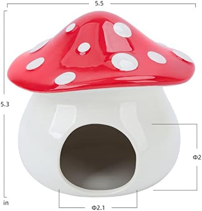 Niteangel Ceramic Hamster Habitat Hideout: Mushroom-Shaped & Non-Chewable