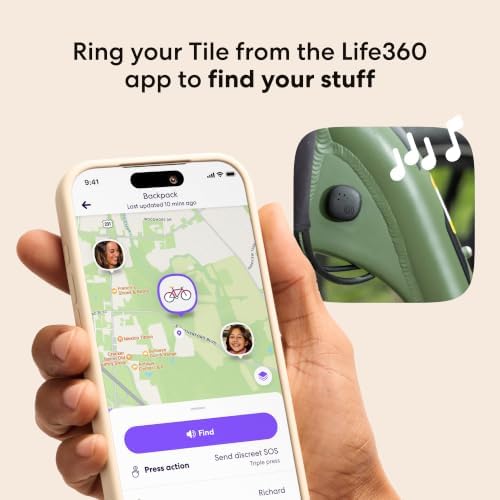 Life360 Tile Sticker - Small Bluetooth Tracker, Remote Finder and Item Locator for Bikes, Glasses and More. Both iOS and Android Compatible. Phone Finder. 2-Pack (Black)