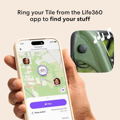 Life360 Tile Sticker - Small Bluetooth Tracker, Remote Finder and Item Locator for Bikes, Glasses and More. Both iOS and Android Compatible. Phone Finder. 2-Pack (Black)