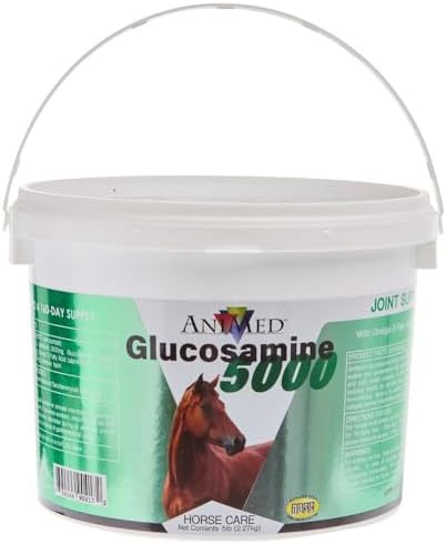 ANIMED Glucosamine 5000 - Natural Joint Health Supplement with Omega 3, Antioxidant Protection, and Digestive Support for Horses, 5 lbs…