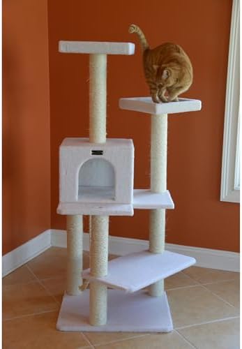 Armarkat B5701 Real Wood 57-Inch Cat Tree, Ivory, 28"(L)X25"(W)X57"(H) (ARMARKAT-B5701)