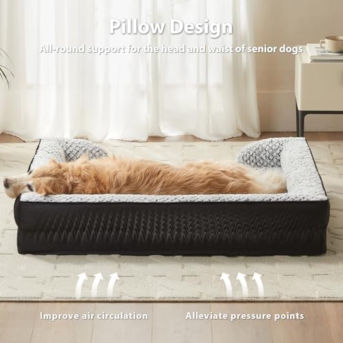 LEXTRO Washable Orthopedic Dog Bed, Waterproof Couch for Large Senior Dogs