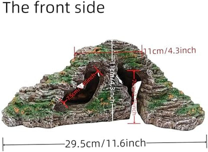 Reptile Hideouts,Resin Reptile Cave Habitat for Leopard Geckos, Lizards, Turtles, Snakes and Amphibians. (Circular Island Platform, Large)