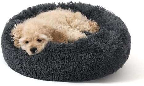 NOYAL Donut Dog Bed for Small Medium Pets, Plush Calming Faux Fur
