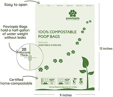 Pawtria Home Compostable Dog Poop Bags (240) with Paper Poop Bag Dispenser